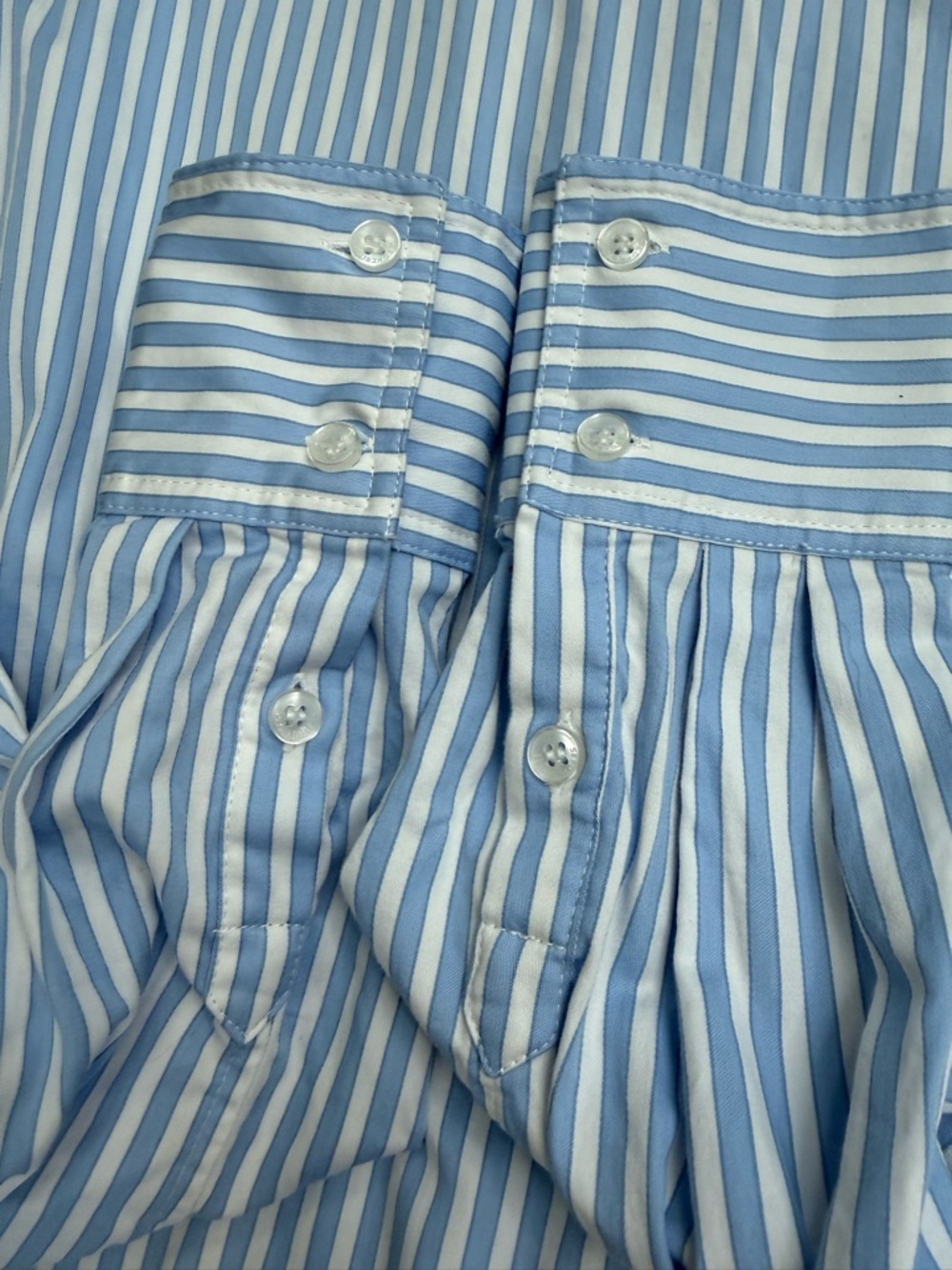 Seed Heritage Cotton Stripe Shirt in Frost Blue Stripe Size 8 - Picture 10 of 11